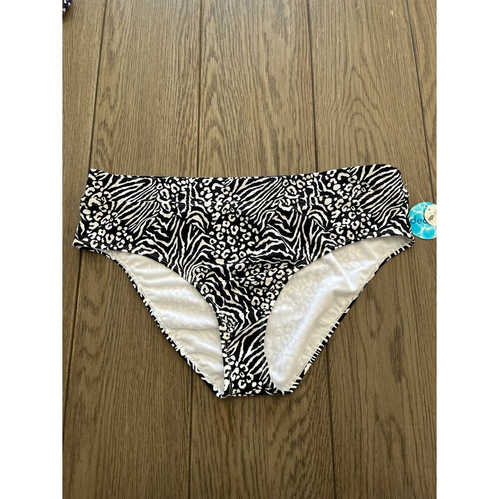 NWT Decree Womens Zebra & Leopard Print Bikini Bottom XXL